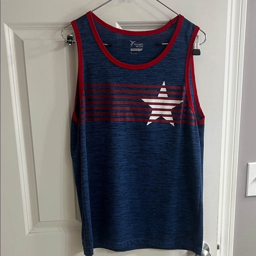 Old Navy Navy and Crimson Star Tank Top